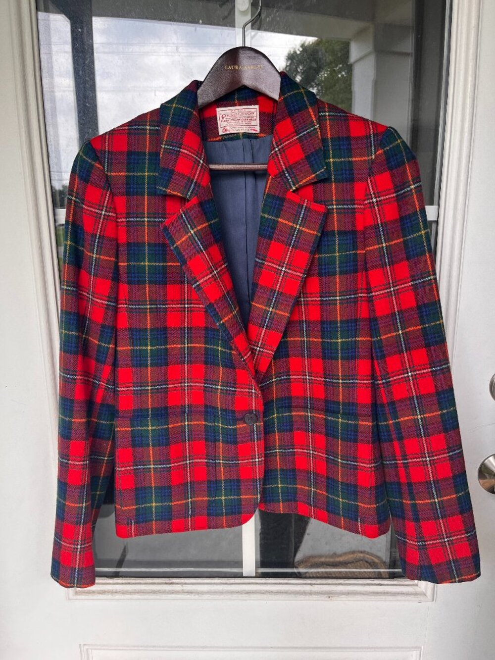 Vintage 60's Red Wool Plaid Tartan Pendleton Woman's Jacket - Petite 2-4